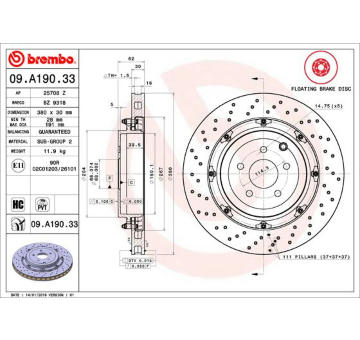 Brzdový kotouč BREMBO 09.A190.33