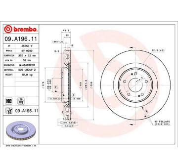 Brzdový kotouč BREMBO 09.A196.11