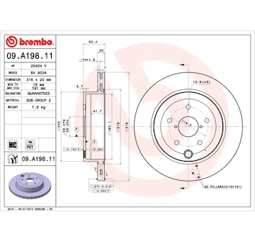 Brzdový kotouč BREMBO 09.A198.11