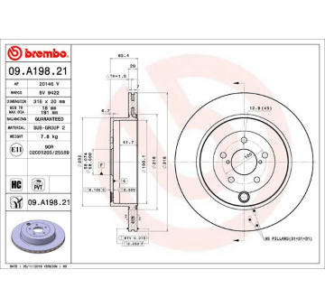 Brzdový kotouč BREMBO 09.A198.21