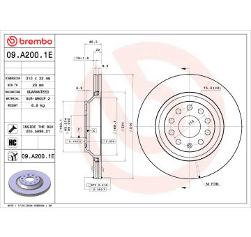 Brzdový kotúč BREMBO 09.A200.1E
