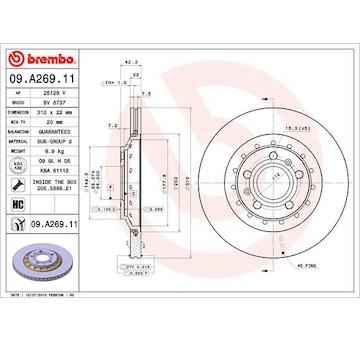 Brzdový kotouč BREMBO 09.A269.11