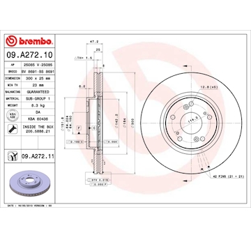 Brzdový kotouč BREMBO 09.A272.11