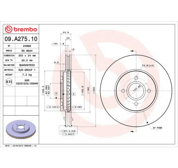 Brzdový kotouč BREMBO 09.A275.10