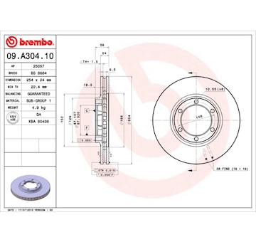 Brzdový kotouč BREMBO 09.A304.10