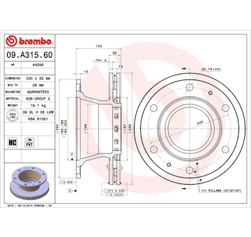 Brzdový kotouč BREMBO 09.A315.60