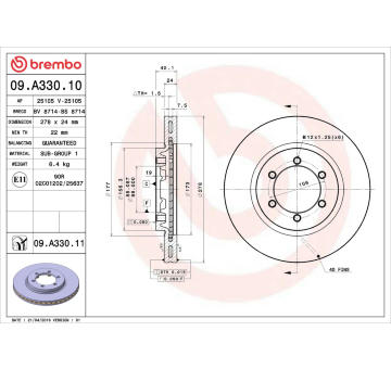 Brzdový kotouč BREMBO 09.A330.10