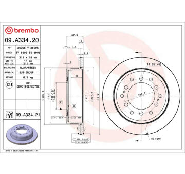 Brzdový kotouč BREMBO 09.A334.21