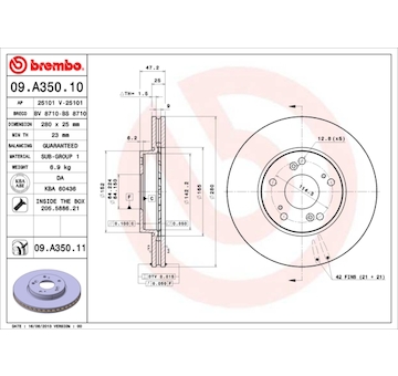 Brzdový kotouč BREMBO 09.A350.10