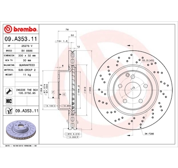 Brzdový kotouč BREMBO 09.A353.11