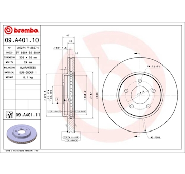 Brzdový kotouč BREMBO 09.A401.11