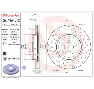 Brzdový kotouč BREMBO 09.A404.1X