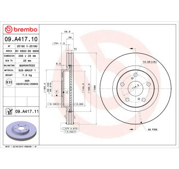 Brzdový kotouč BREMBO 09.A417.10