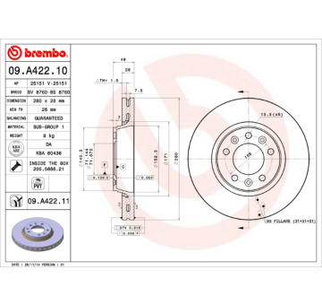 Brzdový kotouč BREMBO 09.A422.10