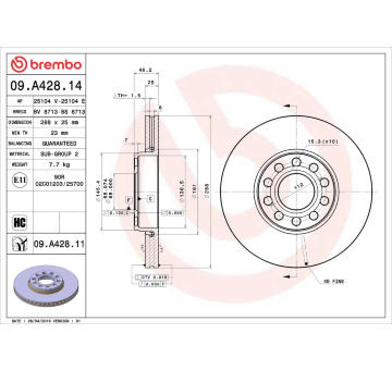 Brzdový kotouč BREMBO 09.A428.11