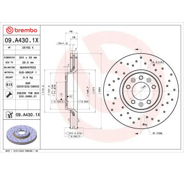 Brzdový kotouč BREMBO 09.A430.1X