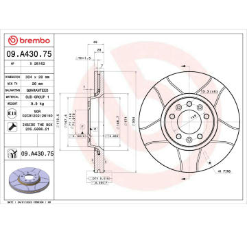 Brzdový kotouč BREMBO 09.A430.75