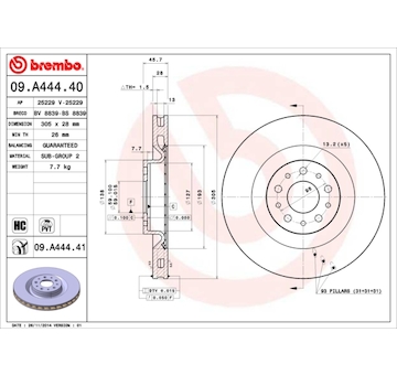 Brzdový kotouč BREMBO 09.A444.41