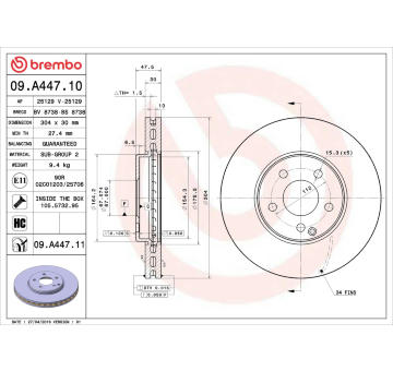 Brzdový kotouč BREMBO 09.A447.10