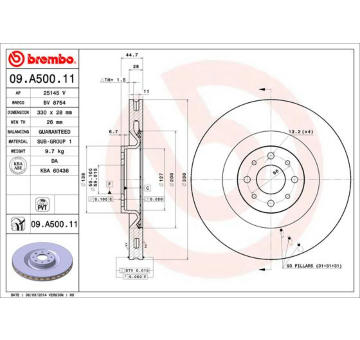 Brzdový kotouč BREMBO 09.A500.11