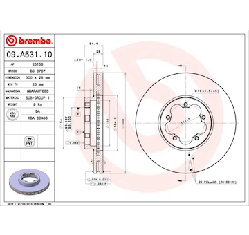 Brzdový kotouč BREMBO 09.A531.10