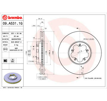 Brzdový kotúč BREMBO 09.A531.1G