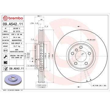 Brzdový kotouč BREMBO 09.A542.11