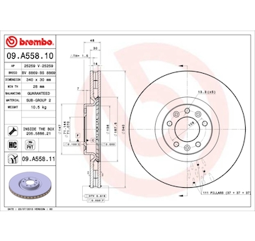 Brzdový kotouč BREMBO 09.A558.10