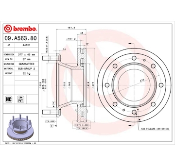 Brzdový kotouč BREMBO 09.A563.80