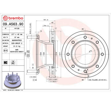 Brzdový kotouč BREMBO 09.A563.90