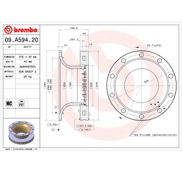 Brzdový kotouč BREMBO 09.A594.20