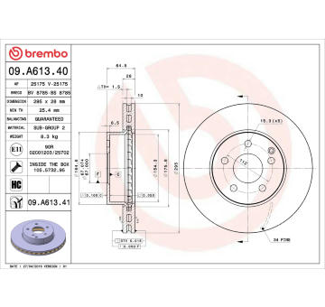 Brzdový kotouč BREMBO 09.A613.41