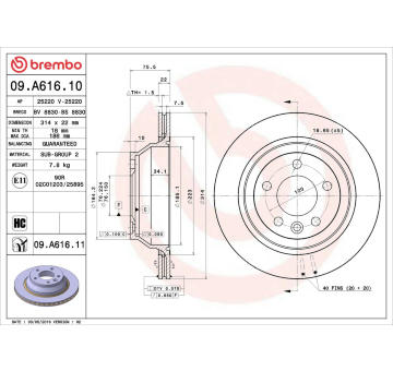 Brzdový kotouč BREMBO 09.A616.11