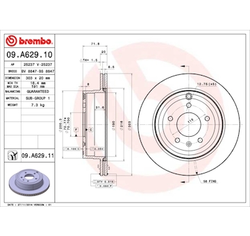 Brzdový kotouč BREMBO 09.A629.11