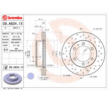 Brzdový kotúč BREMBO 09.A634.1X