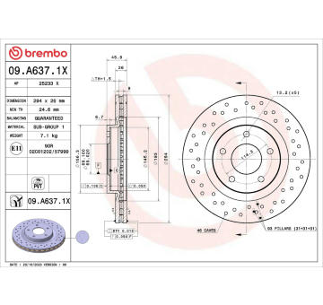 Brzdový kotouč BREMBO 09.A637.1X