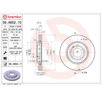 Brzdový kotouč BREMBO 09.A652.11