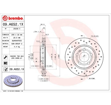 Brzdový kotouč BREMBO 09.A652.1X