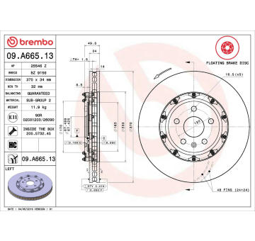 Brzdový kotouč BREMBO 09.A665.13