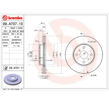 Brzdový kotúč BREMBO 09.A707.10