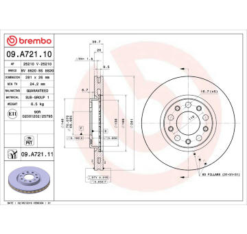 Brzdový kotouč BREMBO 09.A721.10