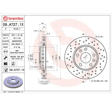 Brzdový kotouč BREMBO 09.A727.1X