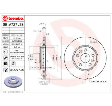 Brzdový kotouč BREMBO 09.A727.2E