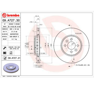 Brzdový kotouč BREMBO 09.A727.31