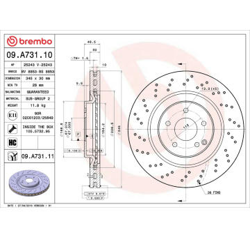 Brzdový kotouč BREMBO 09.A731.11