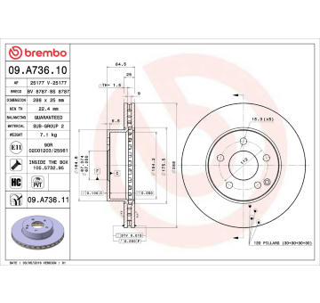 Brzdový kotouč BREMBO 09.A736.11