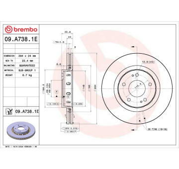 Brzdový kotúč BREMBO 09.A738.1E