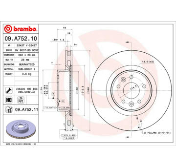 Brzdový kotouč BREMBO 09.A752.11