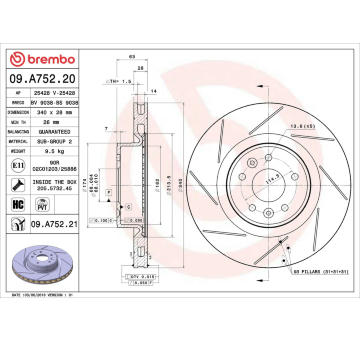 Brzdový kotouč BREMBO 09.A752.20