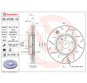 Brzdový kotúč BREMBO 09.A758.1S